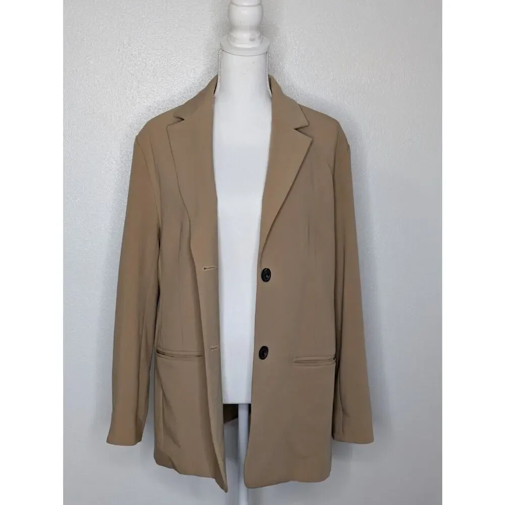Ran 2 Oversized Tan Blazer / Suit Jacket Large Single Breasted - Picture 7 of 8
